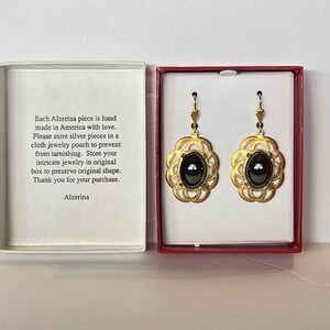 Magnolia Earrings By Alzerina Jewelry - Jet Hematite‎ comes boxed - Vintage